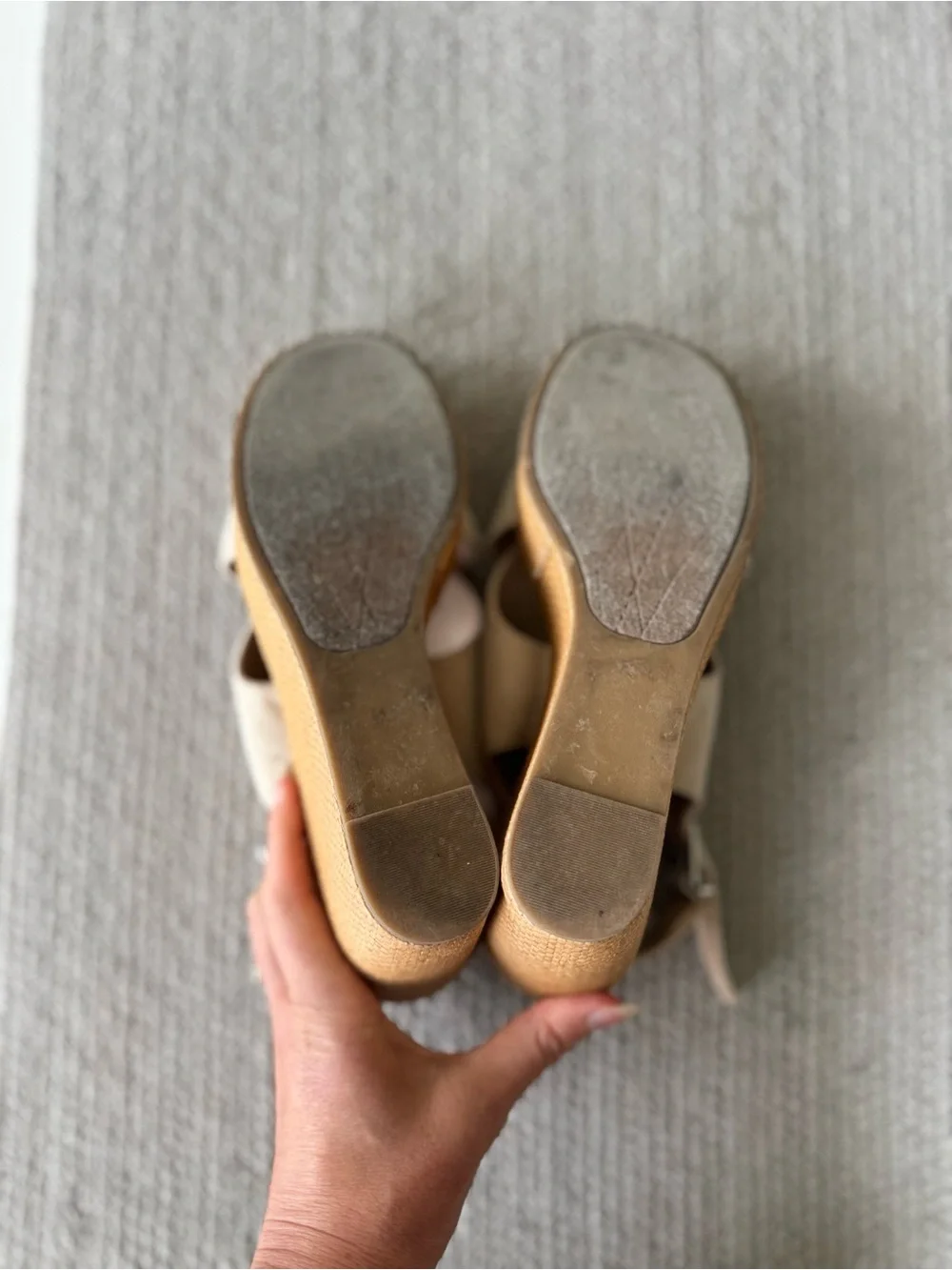 DV by Dolce Vita Natural Linen Crossover Slingback Wedge Sandals Sz 8